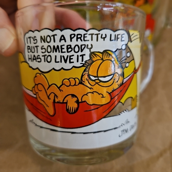 McDonald's Garfield Glass Coffee Mugs Set Of 7 Jim Davis Odie 1978 - Picture 6 of 7